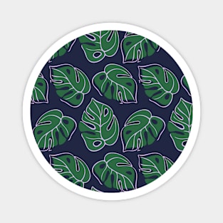 Tropical pattern with monstera leaves Magnet